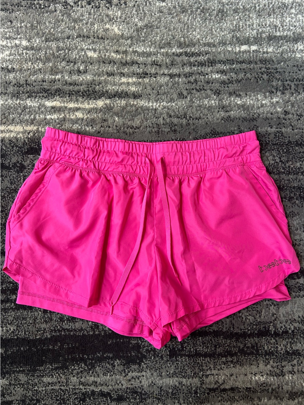 BEBE Hot Pink Double-Layer Running Athletic Shorts
